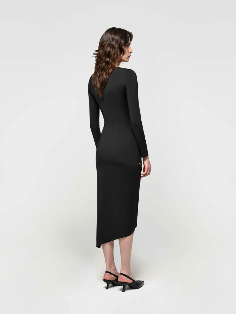 Asimetric Midi Dress with Cutouts